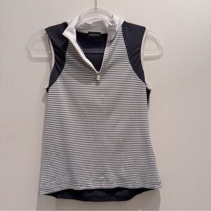 Golfino Ladies Sleeveless Troyer Rhinestone Applic 8237122 100 White Sz 10